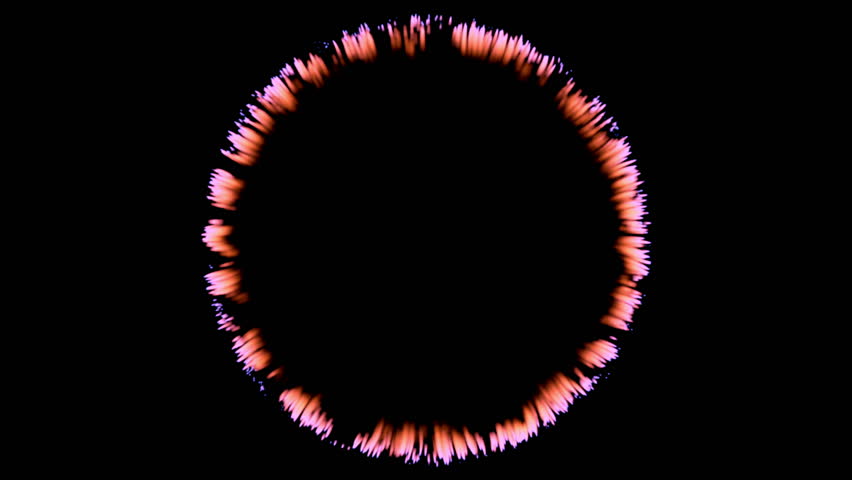 A computer generated animation of an abstract circular shape on blak background.