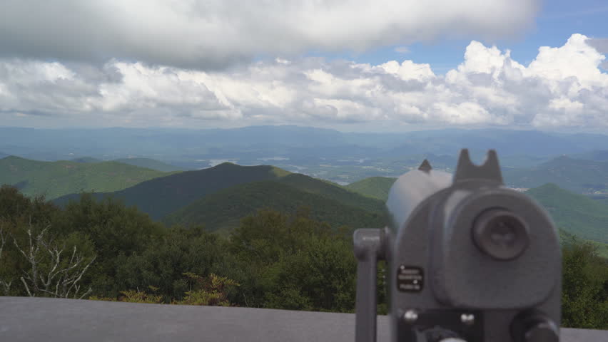 The viewfinder at the visitors center in Brasstown Bald, Georgia, overlooks the sweeping mountain ranges of the Appalachian mountains.