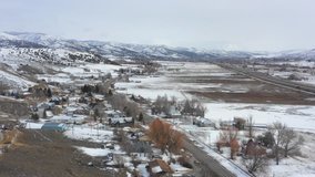 Drone footage of rural homes country Utah Landscape Coalville town