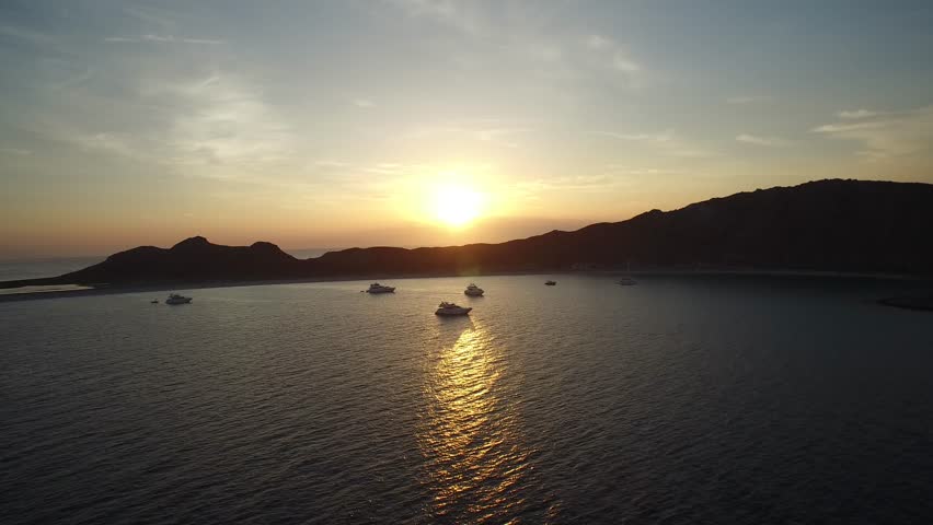 Aerial view of the San Francisquito Island at sunrise. Baja California Sur.