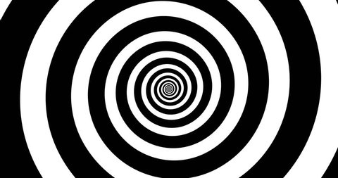 Rotating spiral with hypnotic effect. Animation of endless swirling tunnel. Psychedelic widescreen video.
