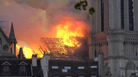 FRANCE, PARIS, April 15th 2019 cathedral Notre-Dame de Paris in Fire