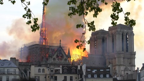 FRANCE, PARIS, April 15th 2019 cathedral Notre-Dame de Paris in Fire
