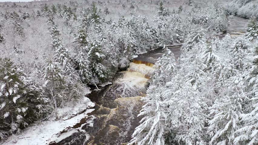 Winter Aerial of Tahquamenon Falls State Park