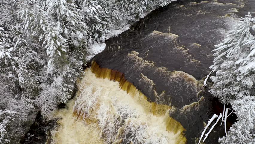 Winter Aerial of Tahquamenon Falls State Park