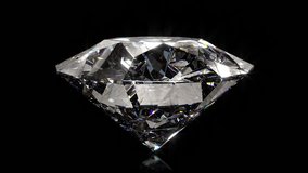 Beautiful large crystal clear shining round cut diamond, rotates against a black mirror isolated background. Close up side view. Seamless loop 4k cg 3D animation - Powered by Shutterstock - Get 15% off with code: PIKWIZARD15