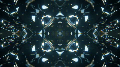 Sparkling abstract rotating diamond macro background with kaleidoscope effect. Seamless loop 4k cg 3d animation