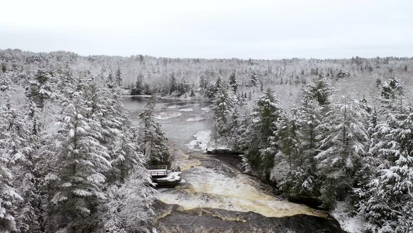 Winter Aerial of Tahquamenon Falls State Park