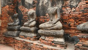 4K video of ancient Buddha in Chaiwatthanaram temple, Thailand.