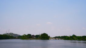 4K video of lake view in Uthayan Sawan park, Thailand.