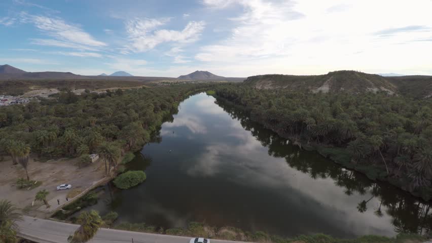 Aerial shot of the San Ignacio River, Mulegé Municipality,Baja California Sur