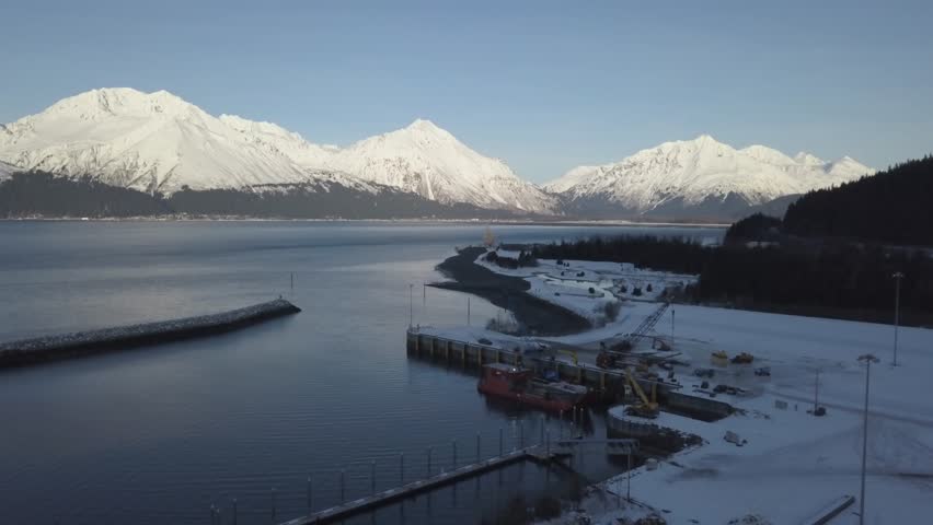 Early morning over Seward Alaska in the winter