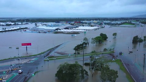 4k Aerial Drone shot, Townsville Australia Flood 2019