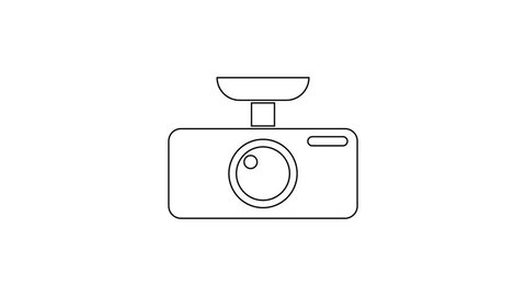 Grey DVR line icon on white background. car digital video recorder icon. 4K Video motion graphic animation