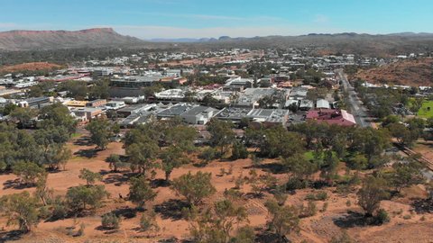 Aerial push-in of Alice Springs, Australia