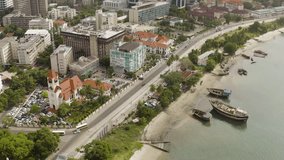Bird's eye view of Downtown area of Dar es Salaam city Tanzania