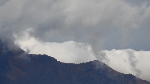 Clouds over mountain closeup