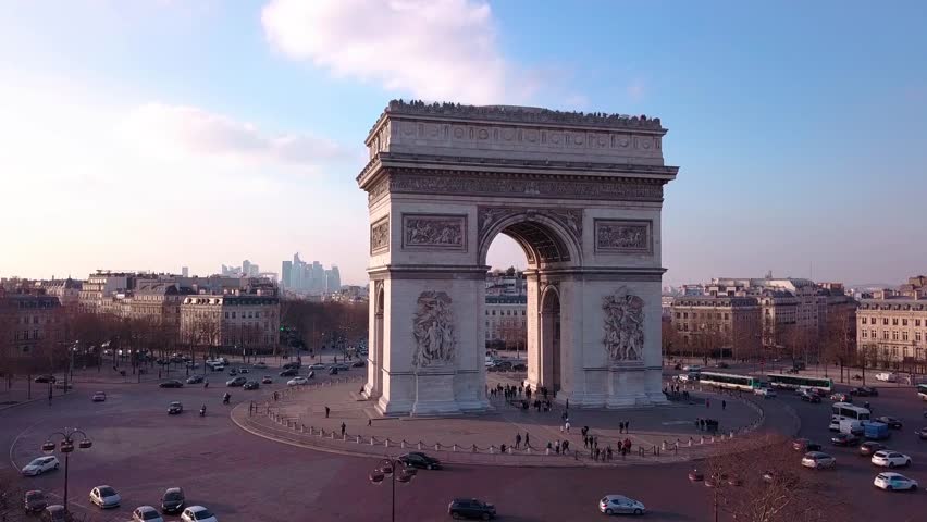 Arc de Triomphe Paris by drone in 4k Royalty-Free Stock Footage #1027706933