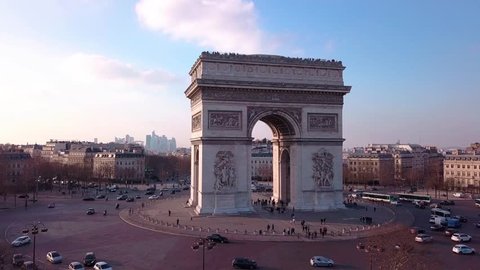 Arc de Triomphe Paris by drone in 4k