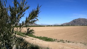 Panned view of hills between Benezucar and Almoradi in Spain