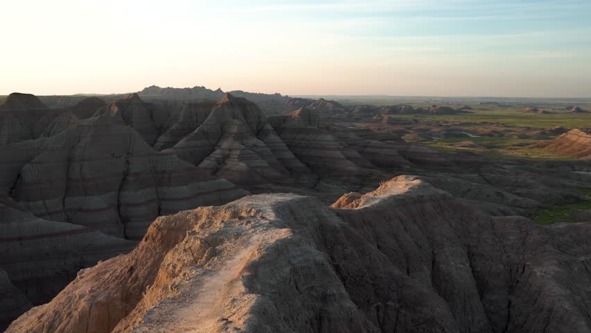 Cliff edge during sunset at Badlands National Park, South Dakota