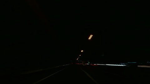 Night Driving Time-lapse, Point of View Shot