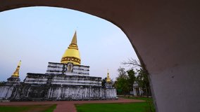 4K video of ancient pagoda in Phra Borommathat Thung Yang temple, Thailand.