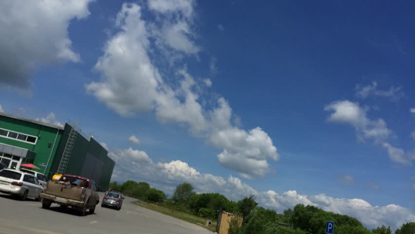 Landscape, blue sky with clouds timelapse