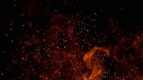 Super slow motion of fire isolated on black background. Filmed on high speed camera, 1000 fps
