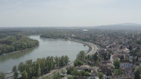 Panoramic view of Szentendre, Hungary. 
RAW footage for creators to color grade and control the look of your project (dlog, d log).
