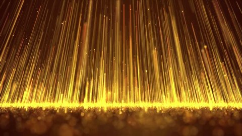 Luxury gold light streak particles rising is a spectacular motion graphics background. Golden particle light continues to rise, luxury awards ceremony background, gold Oscar awards stage performance.