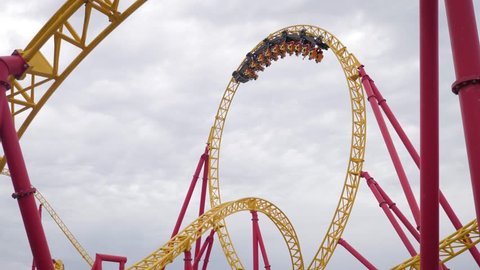 Roller Coaster in funny amusement park.