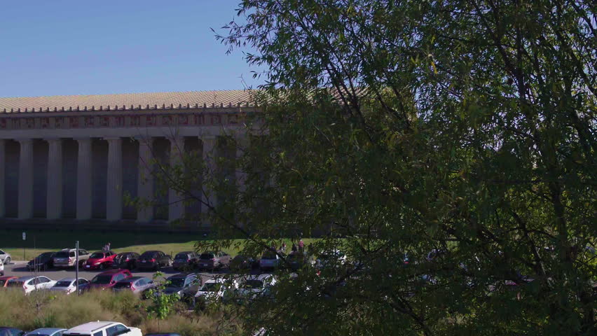 Aerial Pedestal Reveal Shot, Nashville Parthenon, Tennessee.