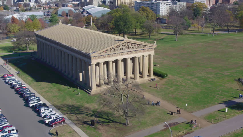 Establishing Aerial Parthenon, Centennial Park, Nashville. Royalty-Free Stock Footage #1027790084