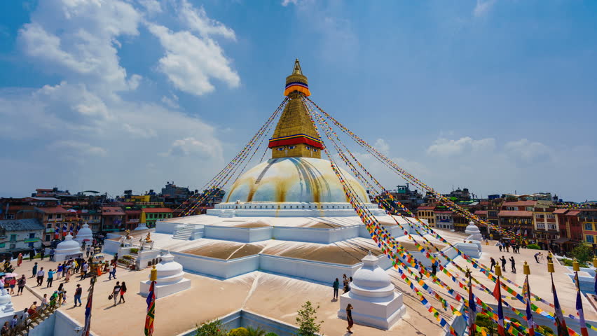 Time lapse Boudhanath Stupa in Kathmandu, Nepal. UHD, 4K