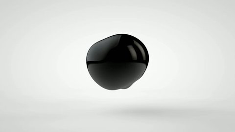 3D animation of a plurality of drops of black oil, flying and fusing.: stockvideo