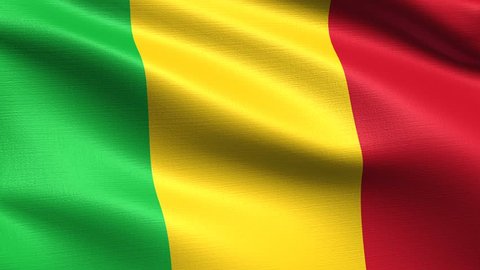 Realistic flag of Mali, Seamless looping with highly detailed fabric texture, 4k resolution