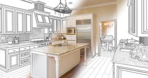 4k Custom Kitchen Drawing Transitioning Photograph Stock Footage Video ...