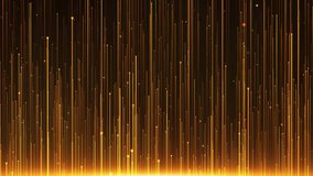  Golden particle light rising, golden luxury particle stripe background. Oscar awards gala show background video.
