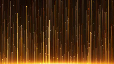  Golden particle light rising, golden luxury particle stripe background. Oscar awards gala show background video.