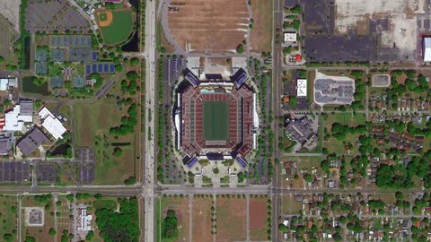 Florida - USA - April - 2019: Earth Zoom from Tampa Bay Buccaneers - Raymond James Stadium