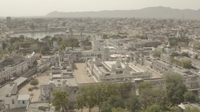 Temples of Pushkar, India, aerial 4k ungraded/flat raw drone footage