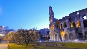 Glitch effect. Coliseum at dawn. Rome, Italy