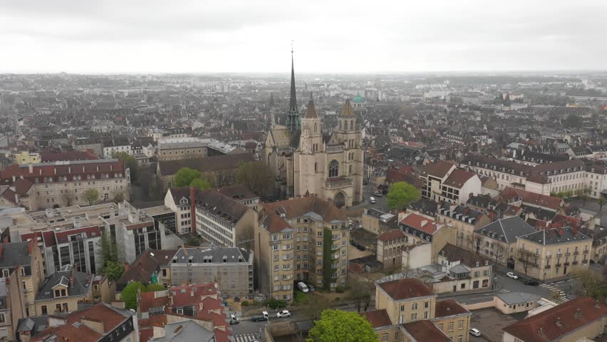 France, Dijon, Cathédrale Saint-Bénigne, by drone