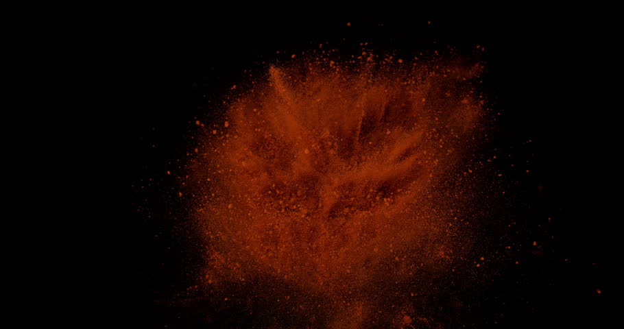 Paprika, capsicum annuum, Powder falling against Black Background, Slow Motion 4K