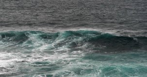 Waves in Atlantic Ocean, Porto Moniz, Madeira Island Portugal, Slow Motion 4K