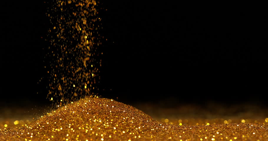 Gold Powder falling against Black Background, Slow motion 4K, a Business & Finance Video by slowmotiongli