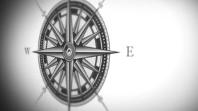 Compass Rose Animation Background Loop/
4k animation of a black and white nautical compass rose on vintage old textured background