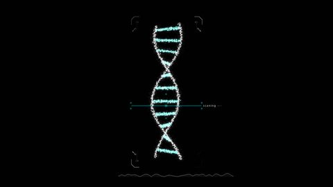 Animation of DNA construction Scan Science animation Genom futuristic footage Conceptual design of genetics information HD 4k UHD Alpha Channel footage