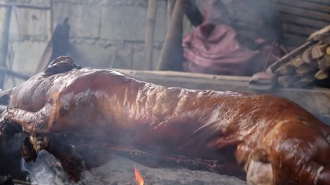 roasted pig Suckling Pig or Lechon a popular dish in the Philippines, Puerto Rico, Spain, and other Latin countries